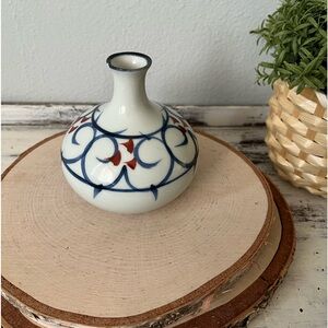 Vintage Otagiri Japan Mid Century Bud Posey Vase Handpainted Porcelain Gray Blue